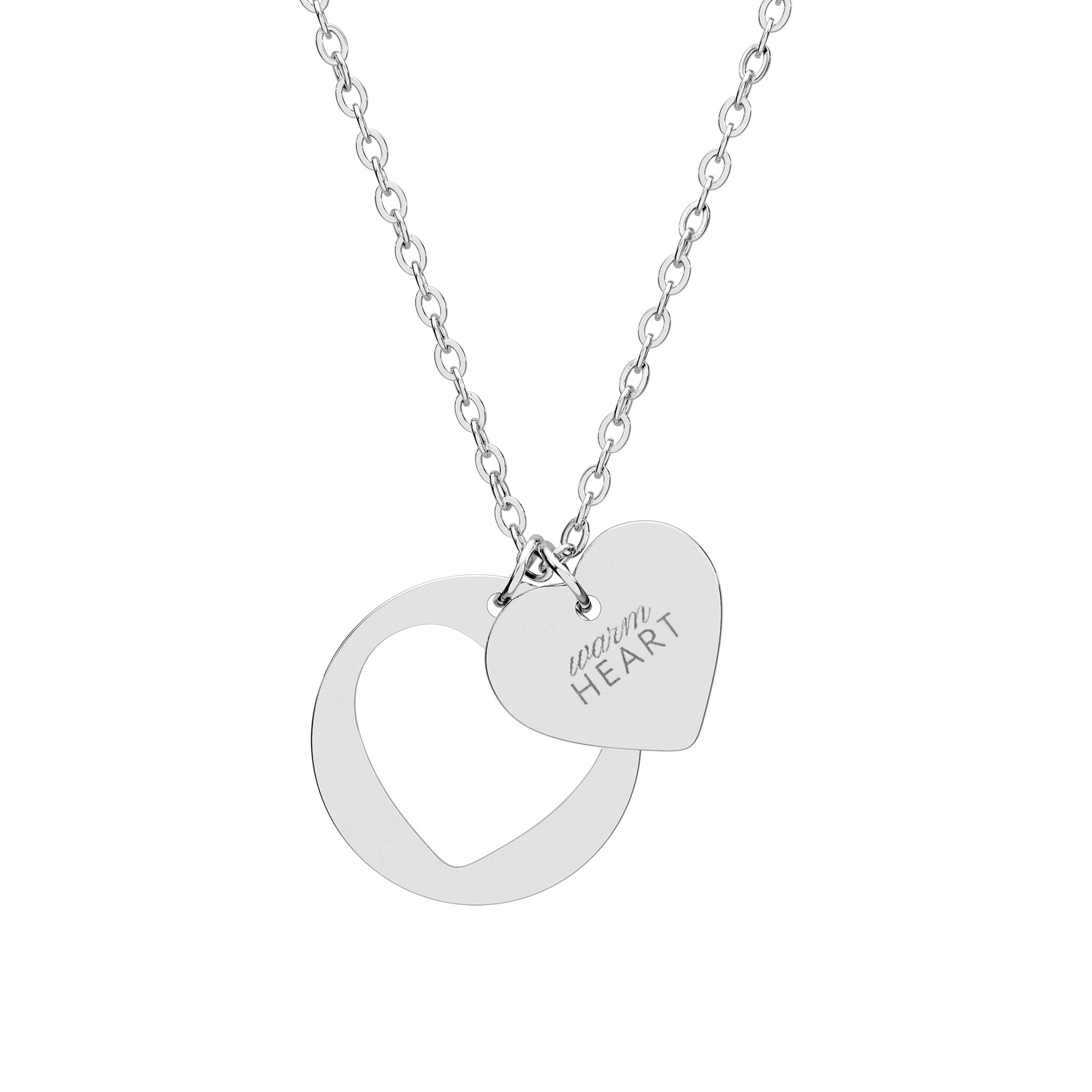 Engravable Heart Cutout Necklace – Personalized Pendant in Silver or Rose Gold