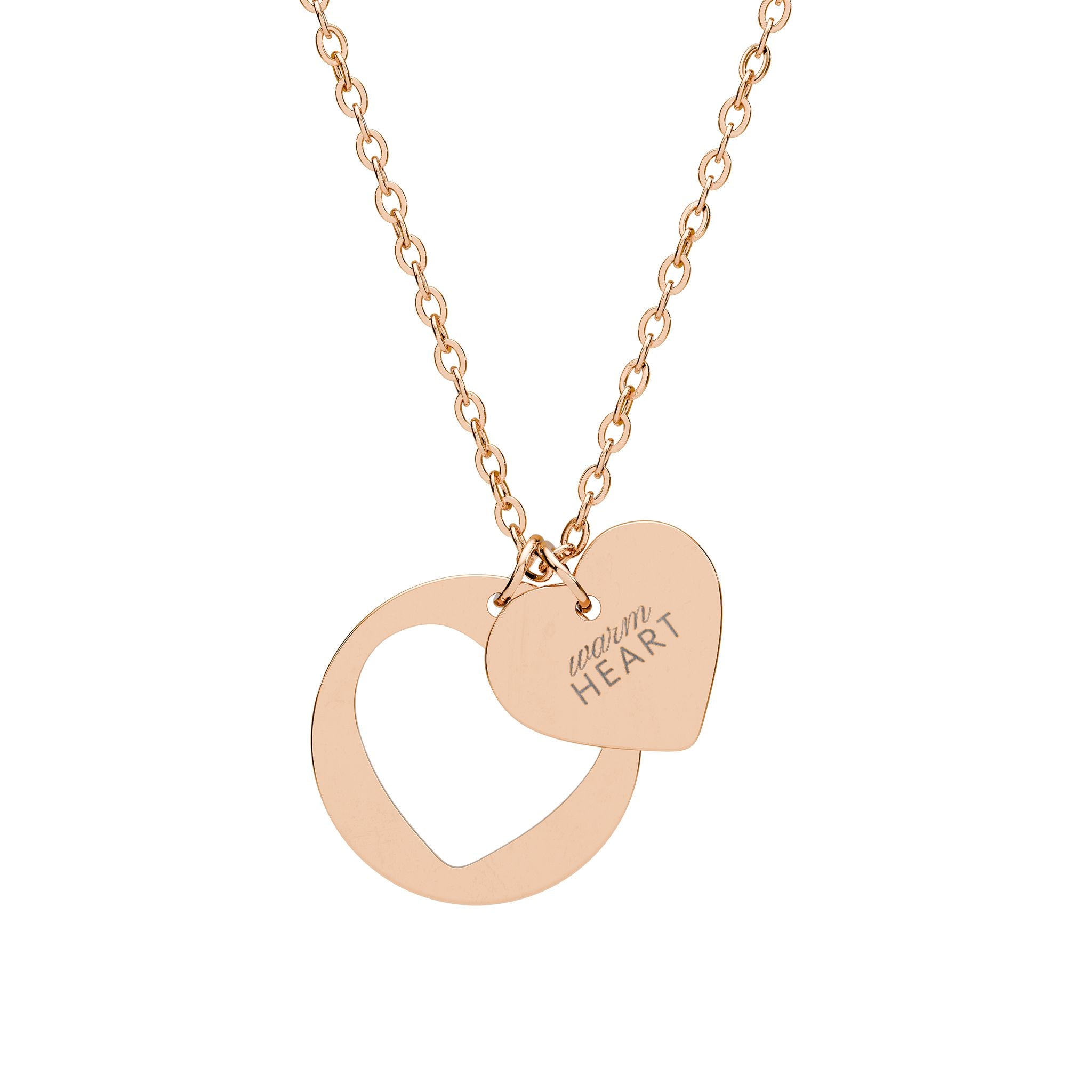 Engravable Heart Cutout Necklace – Personalized Pendant in Silver or Rose Gold