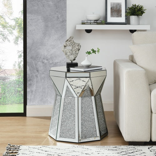 Drum Style Coffee Table With Mirror