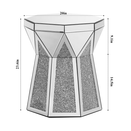 Drum Style Coffee Table With Mirror